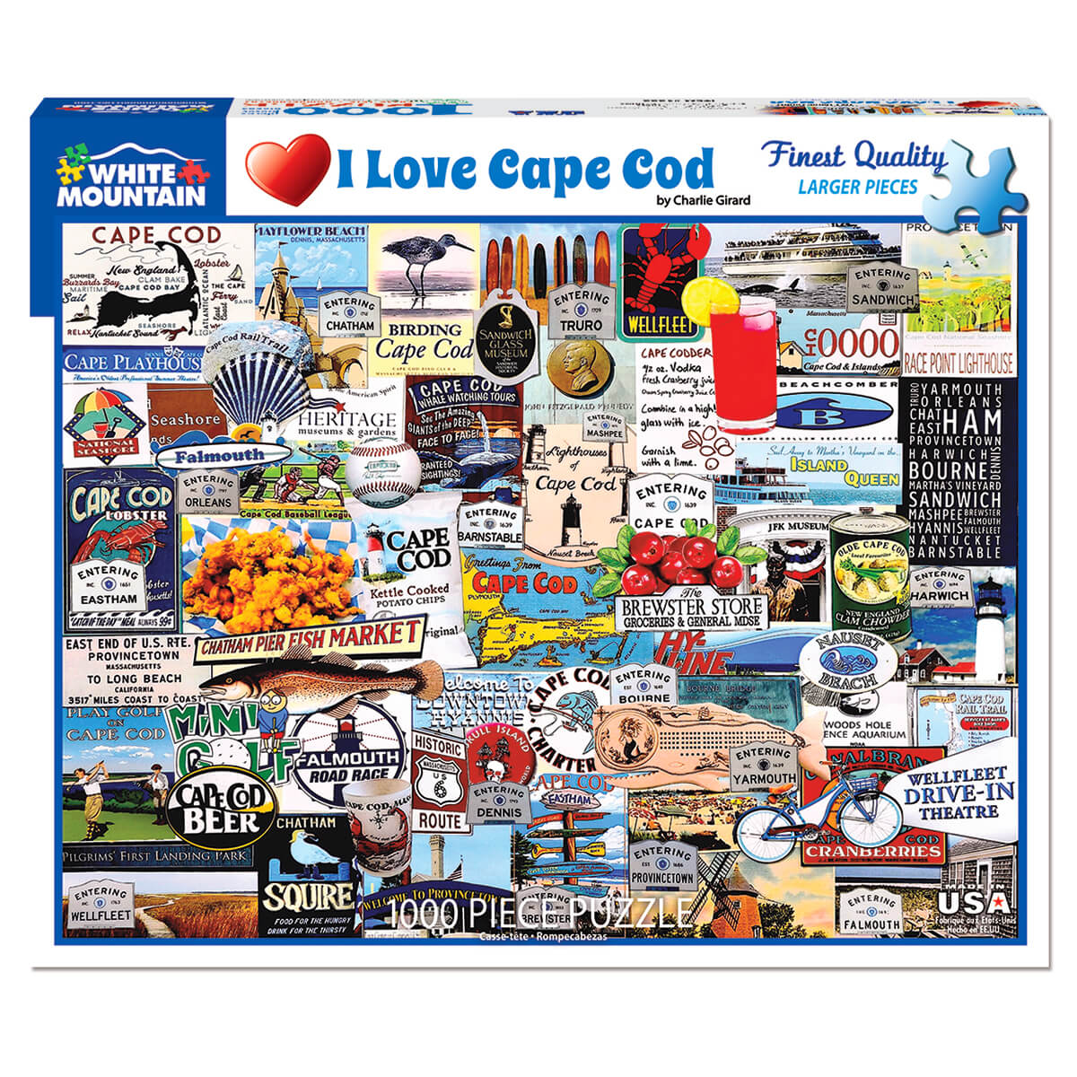 White Mountain Puzzles I Love Cape Cod 1000 Piece Jigsaw Puzzle
