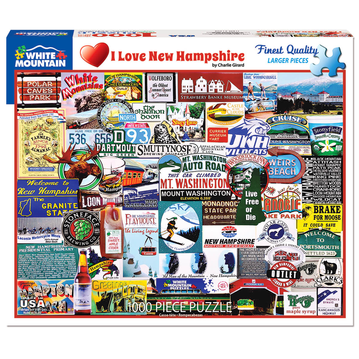 White Mountain Puzzles I Love New Hampshire 1000 Piece Jigsaw Puzzle