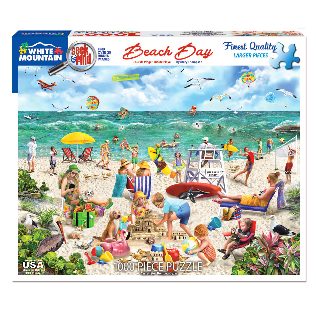 White Mountain Puzzles Beach Day Seek & Find 1000 Piece Jigsaw Puzzle