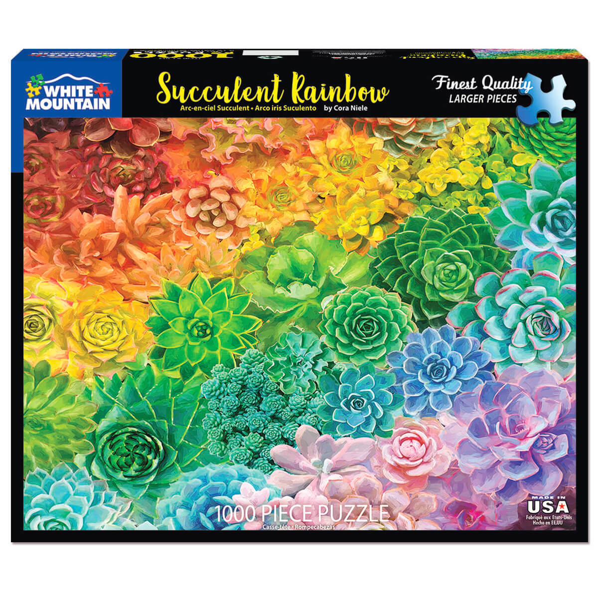White Mountain Puzzles Succulent Rainbow 1000 Piece Jigsaw Puzzle