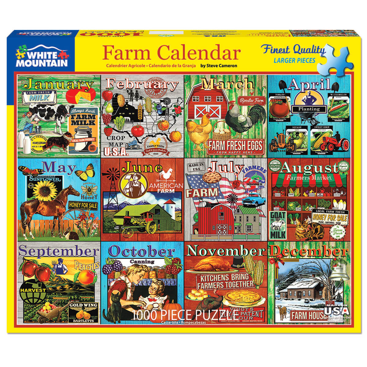 White Mountain Puzzles Farm Calendar 1000 Piece Jigsaw Puzzle