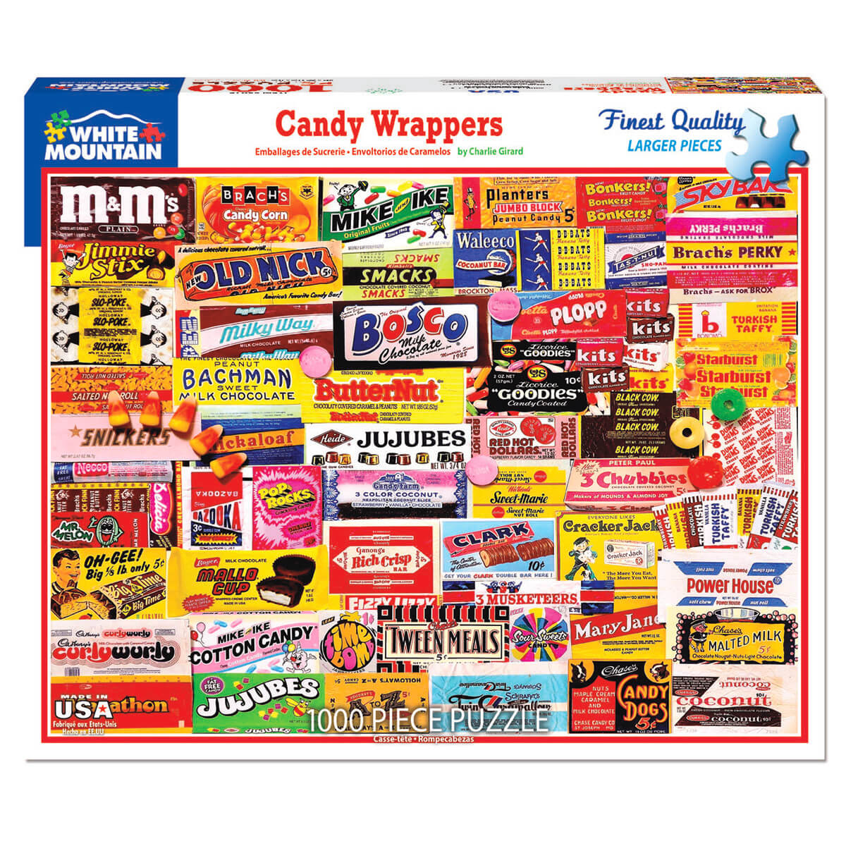 White Mountain Puzzles Candy Wrappers 1000 Piece Jigsaw Puzzle