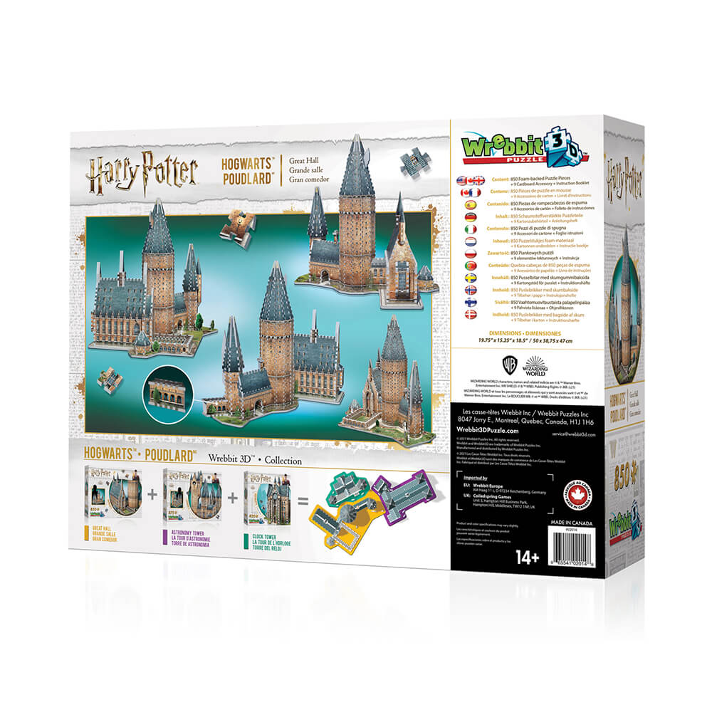 Wrebbit 3D Harry Potter Hogwarts Great Hall 850 Piece 3D Jigsaw Puzzle